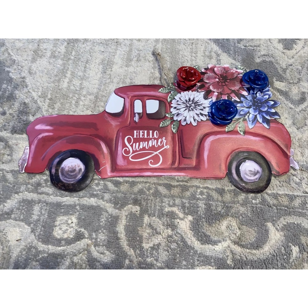New The Pioneer Woman Iron Painted Hello Summer Floral Truck Sign 15 X 8‎